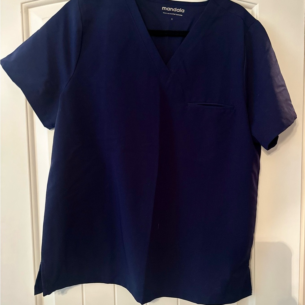Mandala Women's Navy Blue Scrub Top